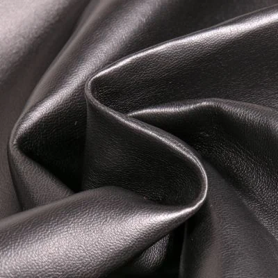 Tissu Simili cuir souple et épais uni Roma Noir - Par 10 cm