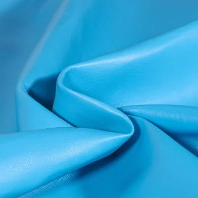 Tissu Simili cuir souple et épais uni Roma Bleu turquoise - Par 10 cm