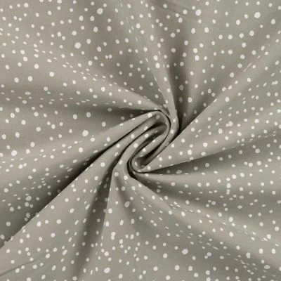 Tissu Popeline de Coton  pois blancs Zeli sur fond Vert kaki clair - Par 10 cm