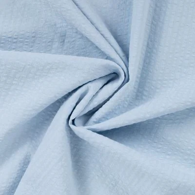 Tissu Seersucker Coton uni Bleu ciel - Par 10 cm