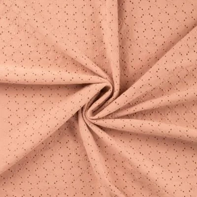 Tissu Coton Jersey brodé uni Saumon - Par 10 cm