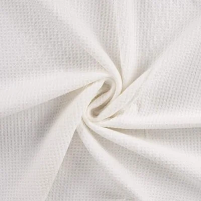 Tissu Nid d&#039;abeille envers éponge uni Bambeluxe uni sweet blanc  - Par 10 cm