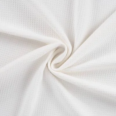 Tissu Nid d&#039;abeille envers éponge uni Bambeluxe Ecru - Par 10 cm