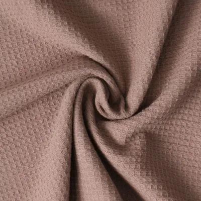 Tissu Nid d&#039;abeille envers éponge uni Bambelux Marron - Par 10 cm