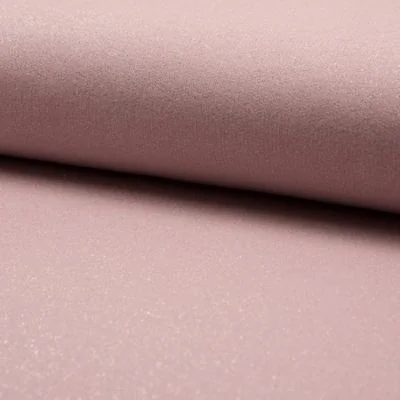 Tissu Sweat pailleté lurex envers tout doux Rose poudrée - Par 10 cm