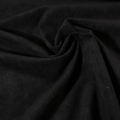 Tissu Velours milleraies uni Noir - Par 10 cm