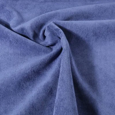 Tissu Velours milleraies uni Bleu denim - Par 10 cm
