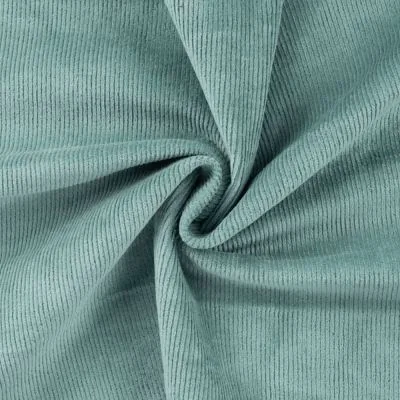 Tissu Velours côtelé stretch uni Vert menthe - Par 10 cm
