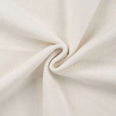 Tissu Velours côtelé stretch uni Blanc cassé - Par 10 cm