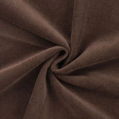 Tissu Velours côtelé stretch uni Marron chocolat - Par 10 cm