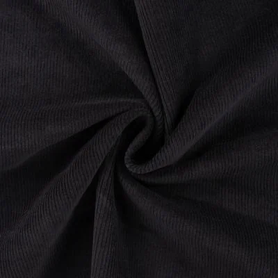 Tissu Velours côtelé stretch uni Noir - Par 10 cm