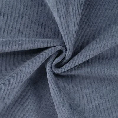 Tissu Velours côtelé stretch uni Bleu denim - Par 10 cm