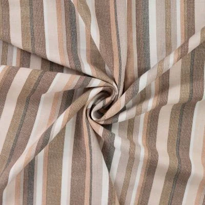 Tissu Viscose extensible Rayures verticales sur fond Beige sable - Par 10 cm