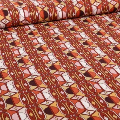 Tissu Viscose Chally Graphy sur fond Rouille - Par 10 cm