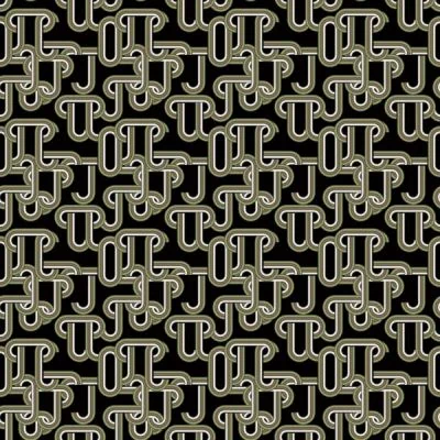 Tissu Viscose Twill Chains kaki sur fond Noir - Par 10 cm
