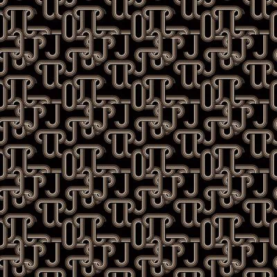 Tissu Viscose Twill Chains Marron sur fond Noir - Par 10 cm