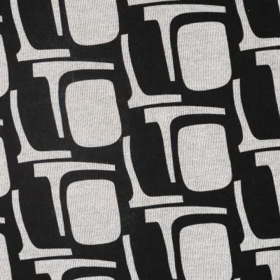 Tissu Jersey Milano Motifs écru sur fond Noir - Par 10 cm