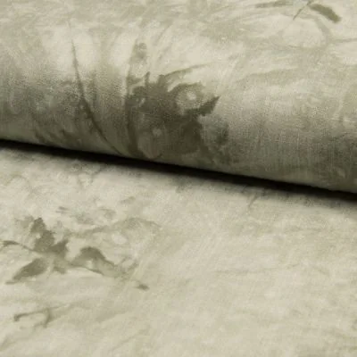 Tissu Viscose texturé Tye and dye sur fond Vert kaki clair - Par 10 cm