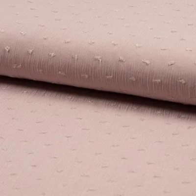 Tissu Plumetis Crépon de viscose Rose pâle - Par 10 cm