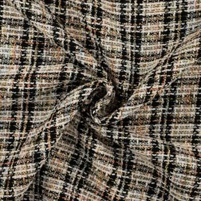 Tissu Bouclette Coco Jasmin Noir - Par 10 cm