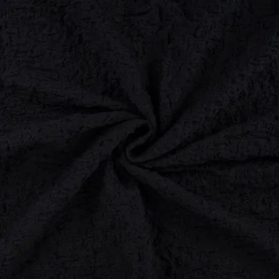 Tissu Maille Coton gaufré uni Noir - Par 10 cm