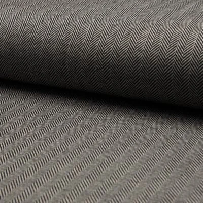 Tissu Jacquard polyviscose  extensible Chevrons noirs sur fond Blanc - Par 10 cm