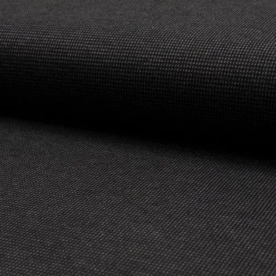 Tissu Jacquard polyviscose  extensible Pointillés Gris sur fond Noir - Par 10 cm