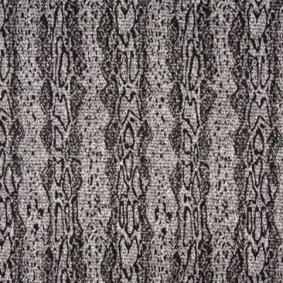 Tissu Jacquard Pailleté argent  Reptiles sur fond Gris - Par 10 cm