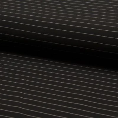 Tissu Bengaline  Rayures noires sur fond Noir - Par 10 cm