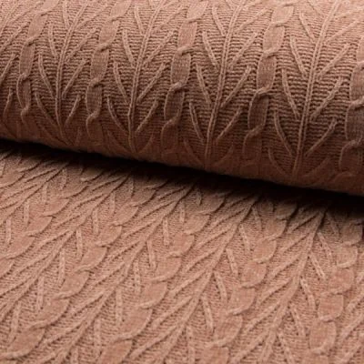 Tissu Maille épaisse Chenille  Torsadé Rose - Par 10 cm