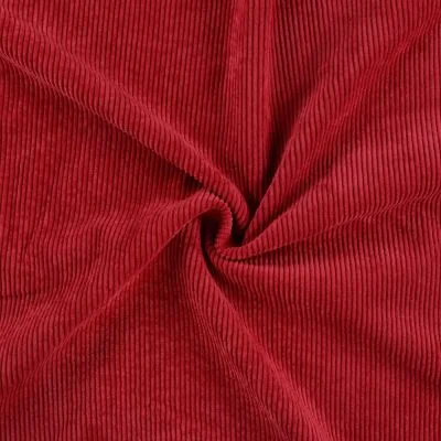 Tissu Velours côtelé lavé uni Rouge - Par 10 cm
