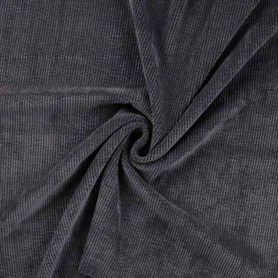 Tissu Velours côtelé lavé uni Gris anthracite - Par 10 cm