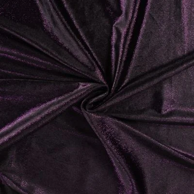 Tissu Velours Lurex violet sur fond Noir - Par 10 cm
