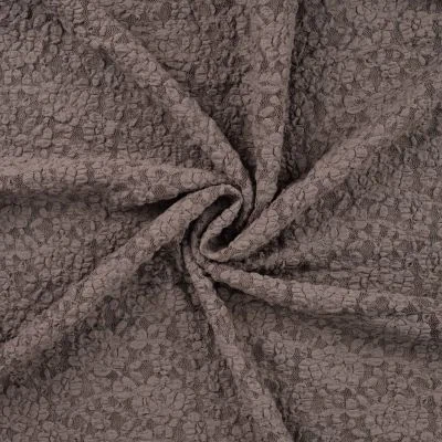 Tissu Dentelle Fleurs gaufrées Taupe - Par 10 cm