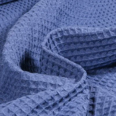 Tissu  Nid d&#039;abeille Bleu denim - Par 10 cm
