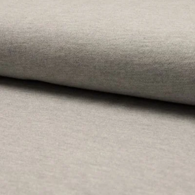 Tissu Jersey Piqué de coton spécial Polo Gris clair chiné - Par 10 cm