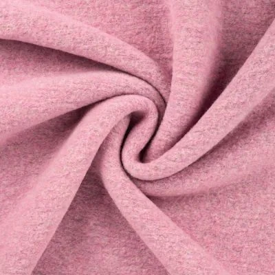 Tissu Laine bouillie uni Rose chiné - Par 10 cm