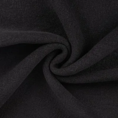 Tissu Laine bouillie uni Noir - Par 10 cm