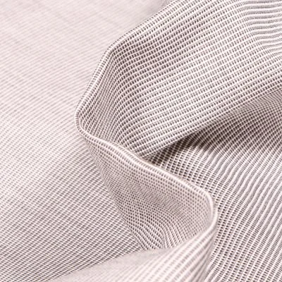 Tissu Toile extérieure Dralon Grande largeur Fines rayures beige sur fond Blanc - Par 10 cm