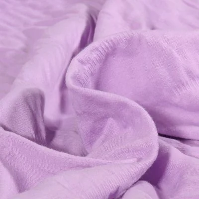 Tissu Jersey Coton smocké uni Lilas - Par 10 cm