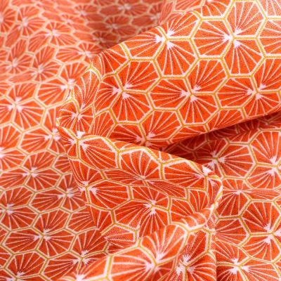 Tissu Coton enduit Riad sur fond Orange - Par 10 cm