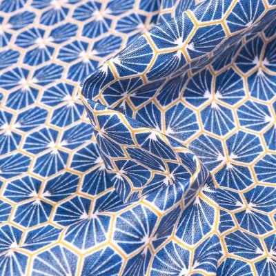 Tissu Coton enduit Riad sur fond Bleu roi - Par 10 cm