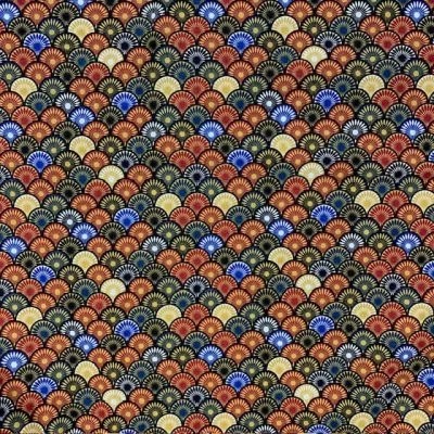 Tissu Coton enduit Suri sur fond Multicolore - Par 10 cm