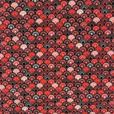 Tissu Coton enduit Suri sur fond Rouge - Par 10 cm