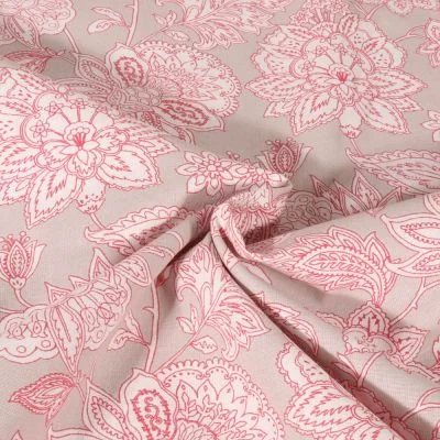 Tissu Coton imprimé Arty Sharma fleuris sur fond Beige clair - Par 10 cm