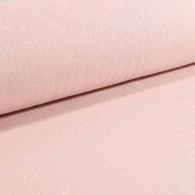 Tissu Toile Polycoton Lurex uni Cubex Rose Nude - Par 10 cm