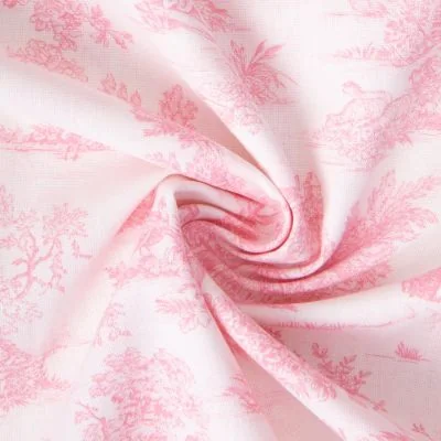 Coupon Tissu Coton imprimé Arty Mini pastorale rose sur fond Naturel - Par coupon de 3 mètres