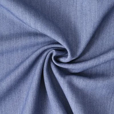 Tissu Gabardine de Viscose extensible Noelia uni Bleu jean - Par 10 cm