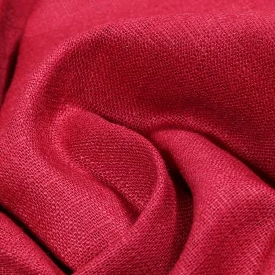 Tissu Ramie Lin uni Bordeaux - Par 10 cm