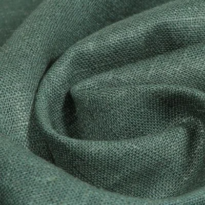 Tissu Ramie Lin uni Vert foncé - Par 10 cm